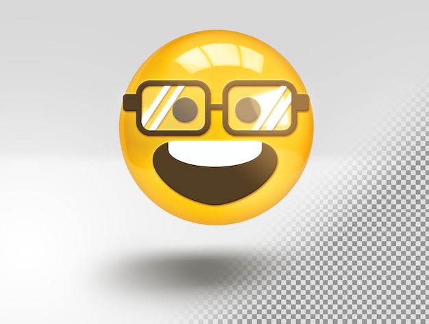 Free PSD realistic 3d emoji with happyface and glasses