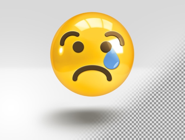 Бесплатный PSD Реалистичные 3d смайлики с грустным лицом и слезами