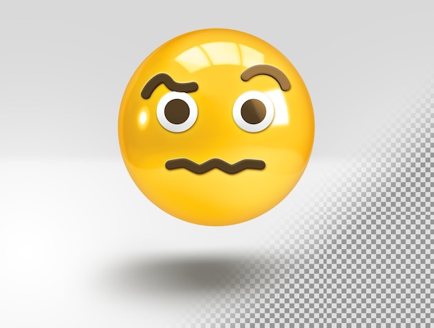 Free PSD realistic 3d emoji with suspicious face