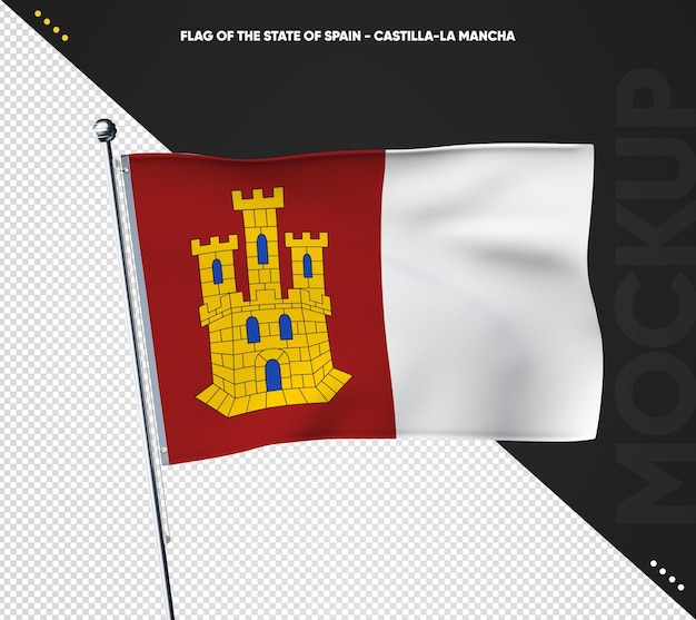 Free PSD realistic 3d flag castillala mancha