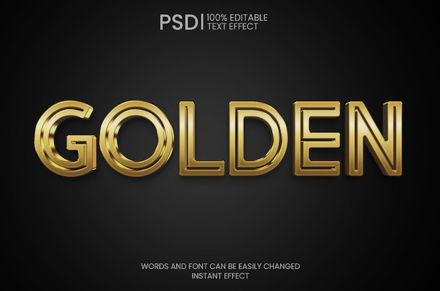 Free PSD realistic 3d golden text effect