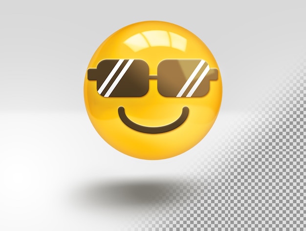 Emoji felice 3d realistico con occhiali da sole