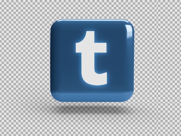 Free PSD realistic 3d square with tumblr logo