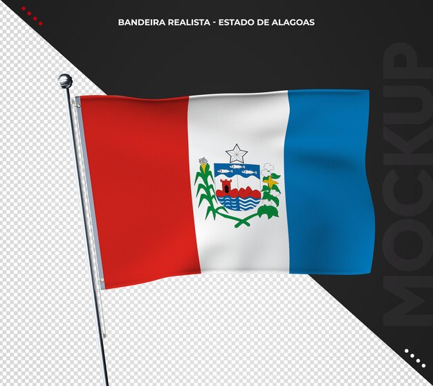 Free PSD realistic 3d state flag of alagoas brazil