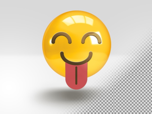 PSD gratuito emoji 3d realistico con la lingua fuori