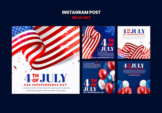 Free PSD realistic 4th of july template design