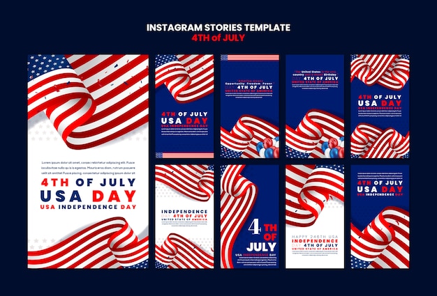 Realistic 4th of july template design