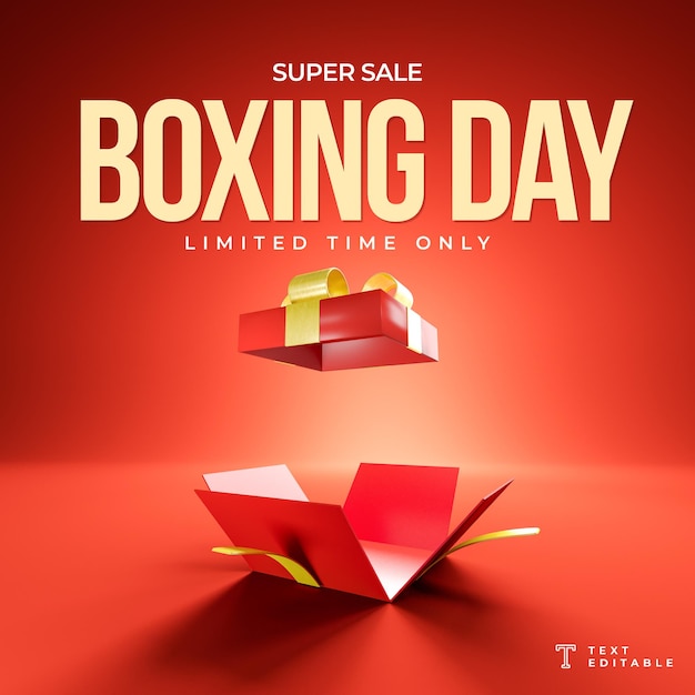 Realistic banner boxing day sale 3d rendering
