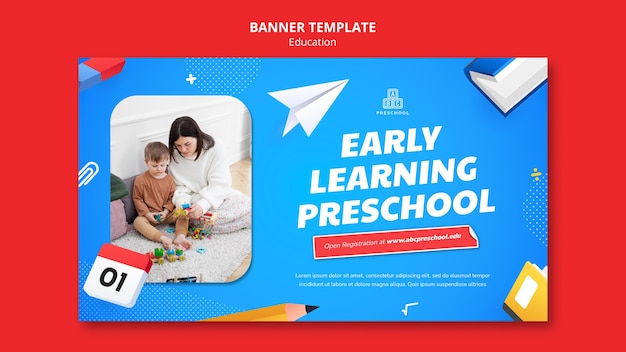 Realistic banner education template