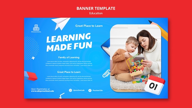 Free PSD realistic banner education template