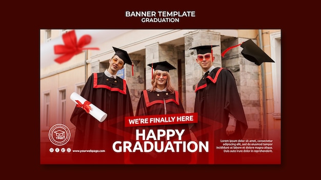 Realistic banner graduation template