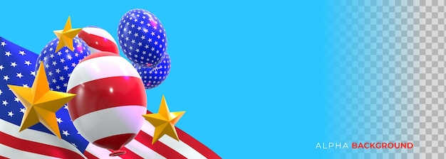 Free PSD realistic banners 4th of july independence day. 3d illustration