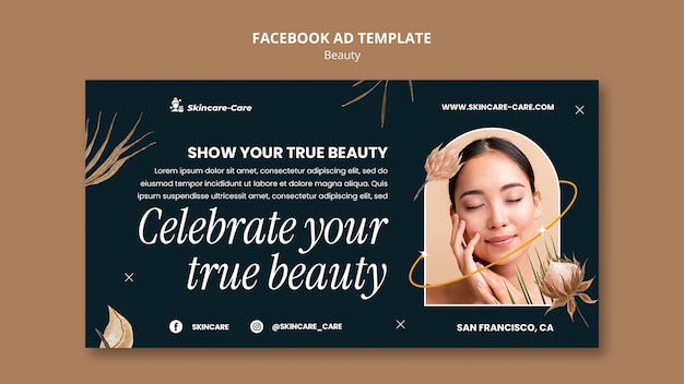 Realistic beauty concept facebook template