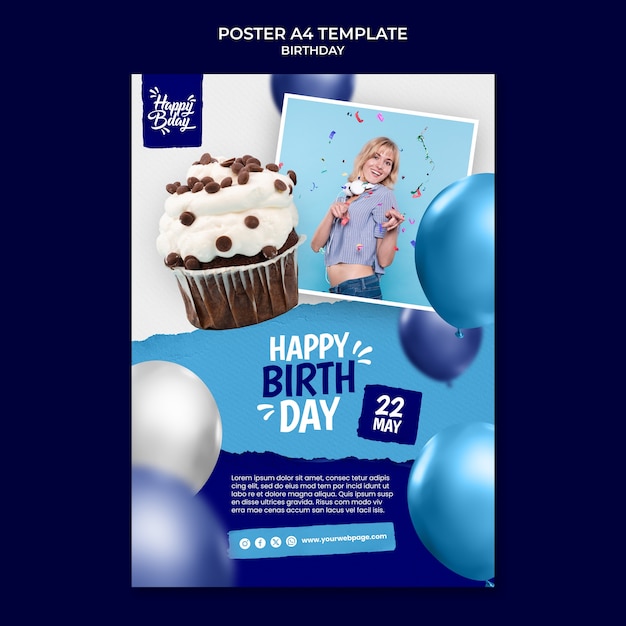 realistic birthday celebration poster template