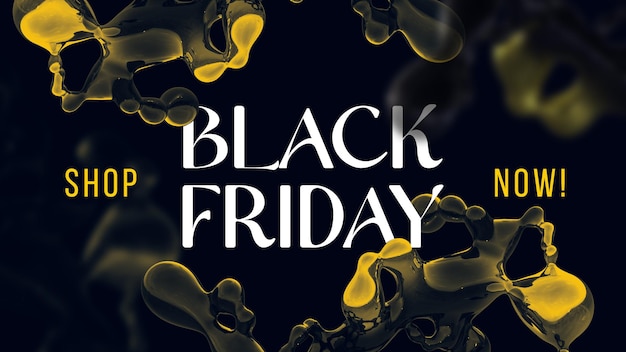 Free PSD realistic black friday banner templates with 3d liquid drops