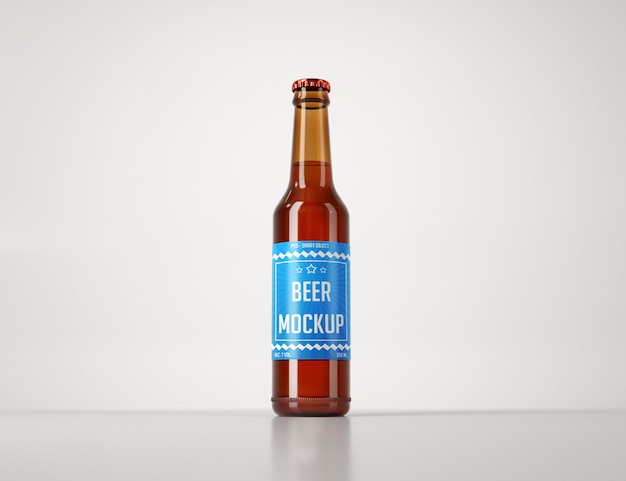 Реалистичная бутылка пива на светлом фоне макета Premium Psd