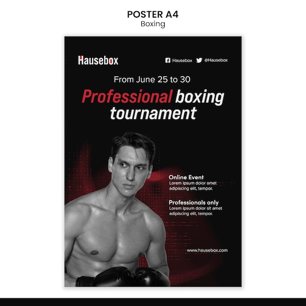 PSD gratuito modello di boxe realistico