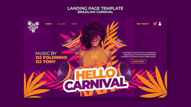 Realistic brazilian carnival landing page  template
