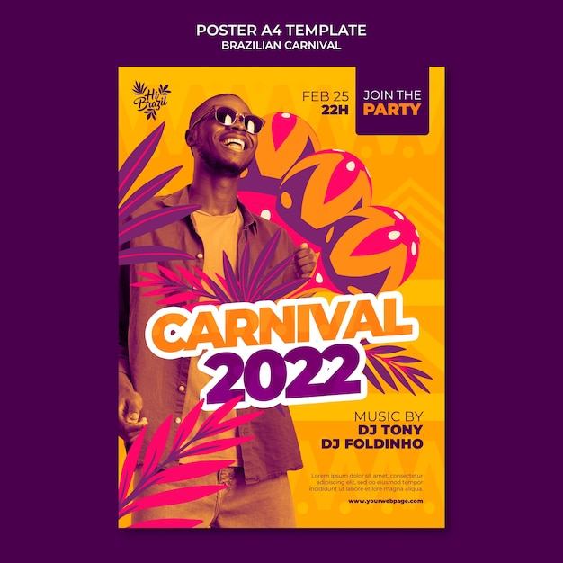 Free PSD realistic brazilian carnival poster template