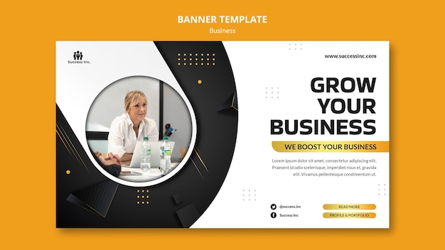 Realistic Business Banner Design Template – Free PSD Download