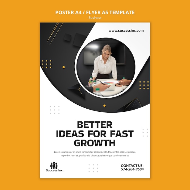 Realistic business poster template design free PSD download