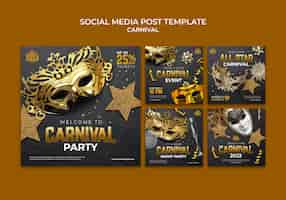 Free PSD realistic carnival instagram posts template design