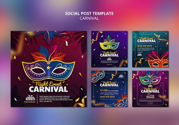 PSD gratuito design realistico del modello di carnevale