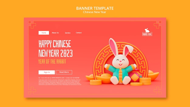 Free PSD realistic chinese new year banner template