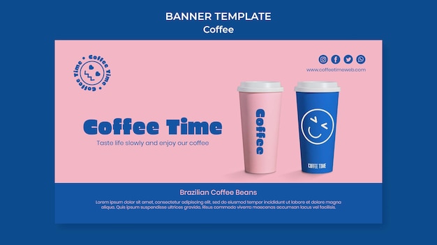 PSD gratuito design del modello di banner caffè realistico