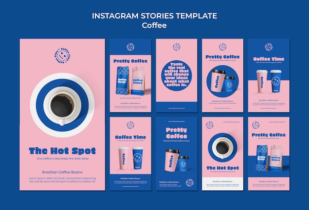 Free PSD realistic coffee instagram template design