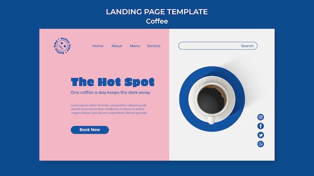 Free PSD realistic coffee landing page template design