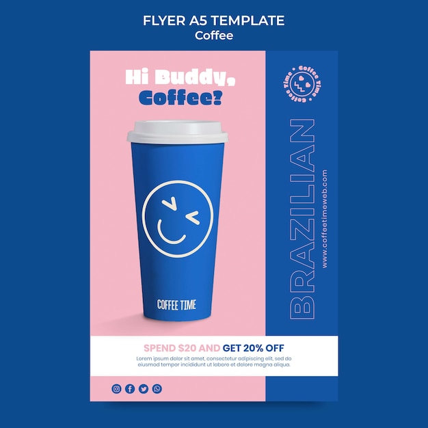 Free PSD realistic coffee poster template design