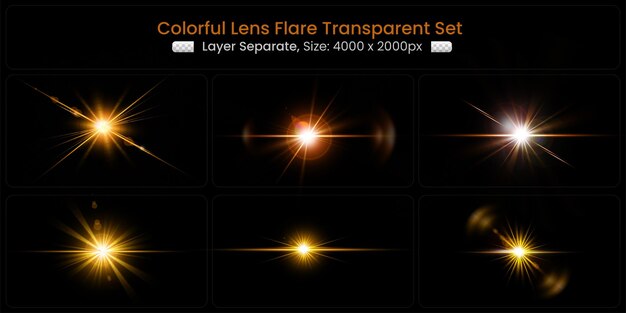 Realistic colorful lens flare with abstract lens lights collection