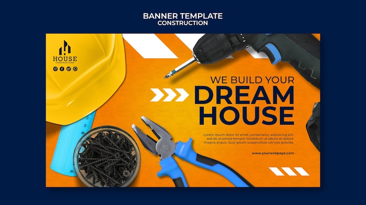 Free PSD realistic construction template design