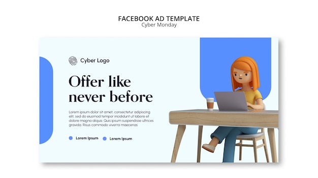 無料PSD 現実的なサイバー月曜日のfacebookテンプレート