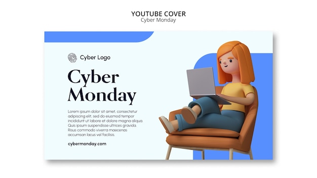 realistic cyber monday promotion youtube cover