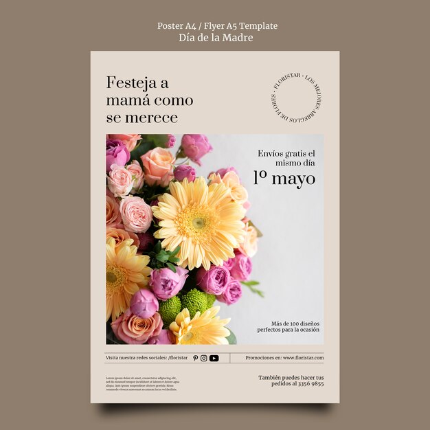 realistic dia de la madre poster template