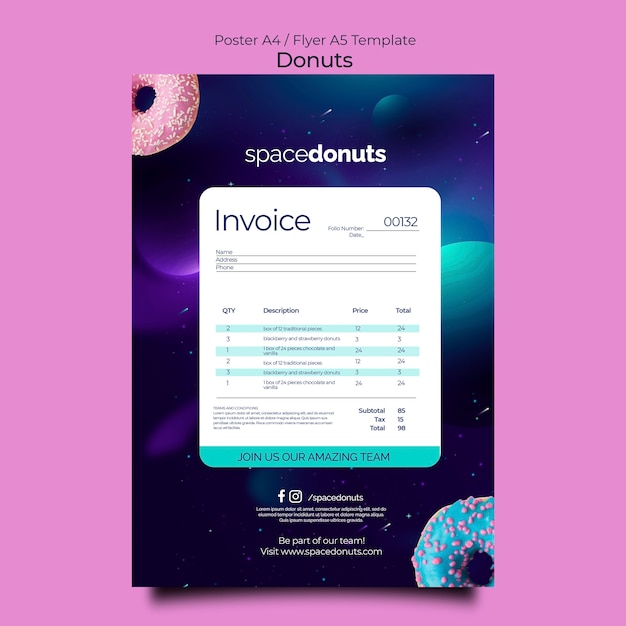 무료 PSD 현실적인 도넛 디자인 서식 파일