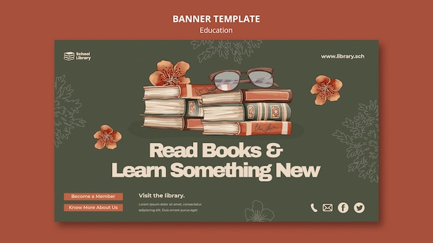 Free PSD realistic education banner template design