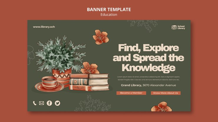 Free PSD realistic education banner template design