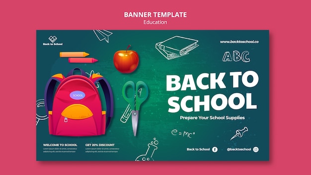 Free PSD realistic education banner template
