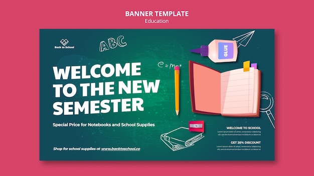 Free PSD realistic education banner template