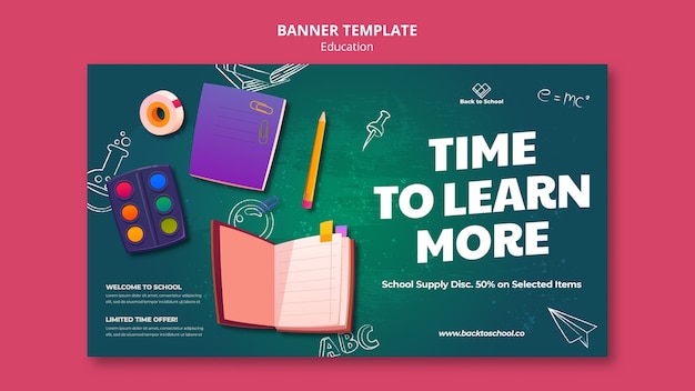 Free PSD realistic education banner template