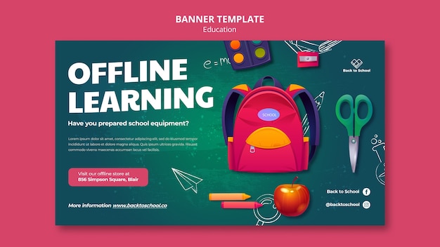 Free PSD realistic education banner template