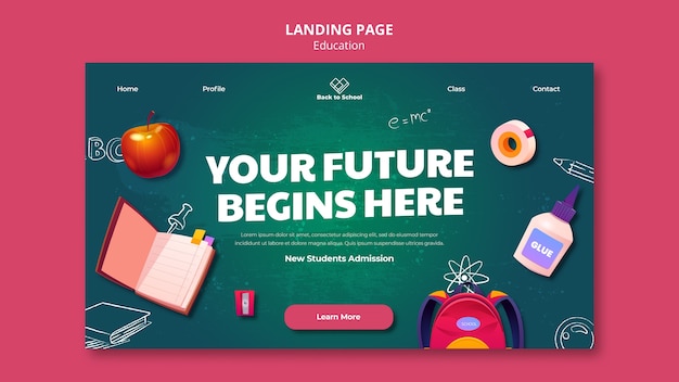 Free PSD realistic education landing page template