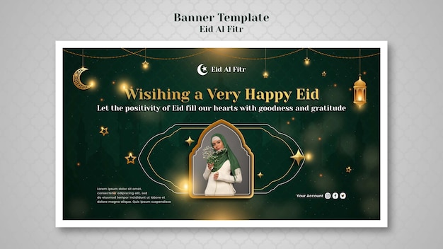 Free PSD realistic eid al-fitr banner design template