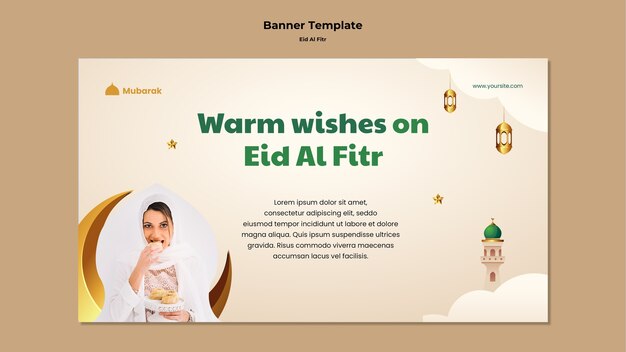 Realistic eid al-fitr banner template