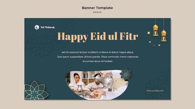 PSD gratuito modello di progettazione eid al-fitr realistico