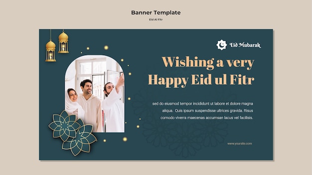 Free PSD realistic eid al-fitr design template