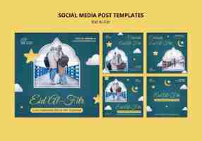 Free PSD realistic eid al fitr instagram template